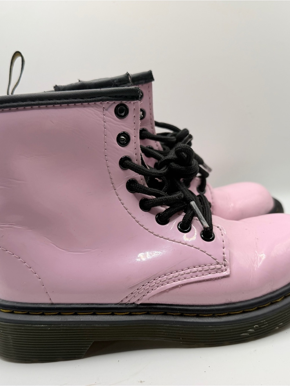 Dr. Martens Pink Lace-Up Kids Boots with Black Trim